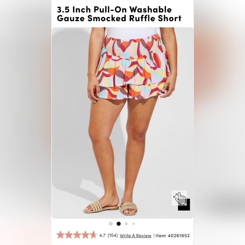 3.5 Inch Pull-On Washable Gauze Smocked Ruffle Short